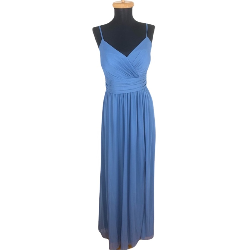 David’s Bridal Steel Blue Maxi Dress B7